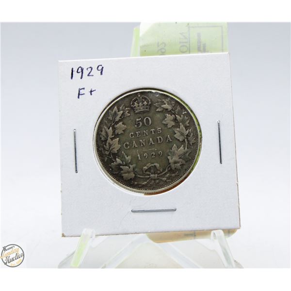 1929 CANADA 50 CENT SILVER COIN