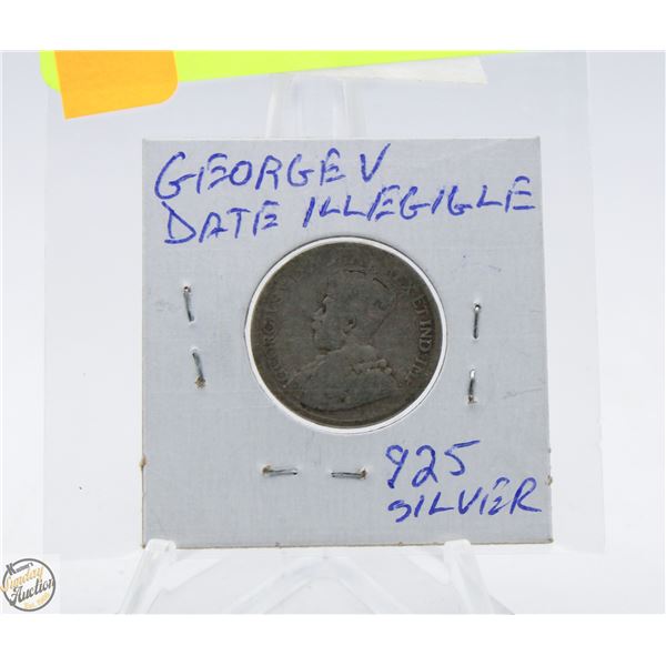 GEORGE V QUARTER SILVER DATE ILLEGIBLE