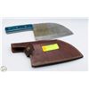 Image 1 : DAMASCUS CLEAVER WITH LEATHER SHEATH