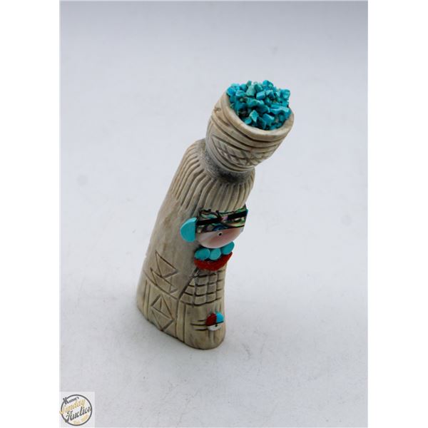 NATIVE AMERICAN ZUNI ANTLER MAIDEN W/ SUNFACE