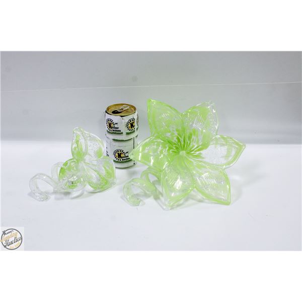 PAIR OF ITALIAN MURANO ART GLASS LILIES