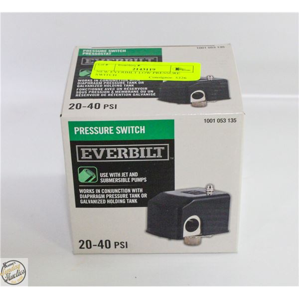 NEW EVERBILT LOW PRESSURE SWITCH