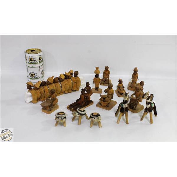 LOT OF HANDCARVED AFRICAN FIGURES