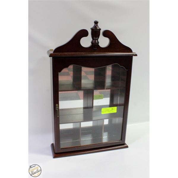 CHERRY WOOD CURIO CABINET APPROX 13X21 – ESTATE