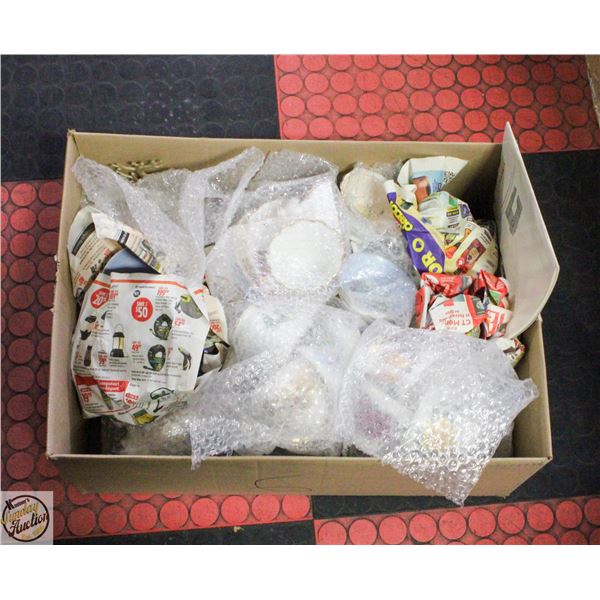 BOX OF CERAMIC ART STATUES VASES AND