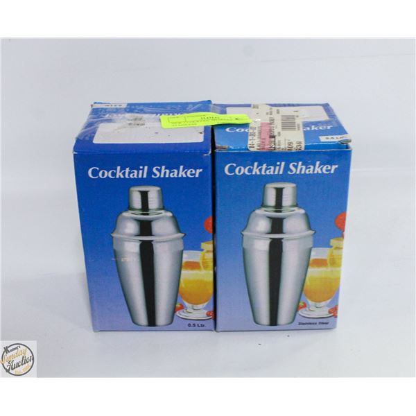 NEW 2 COCKTAIL SHAKERS STAINLESS