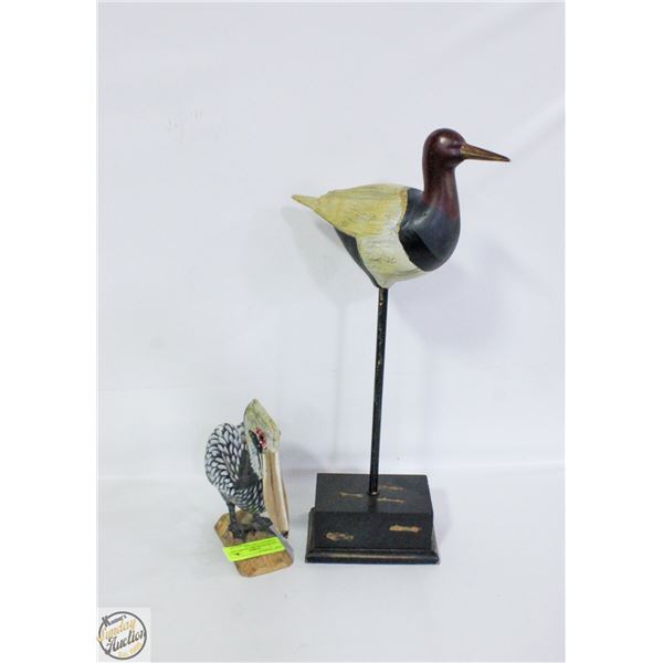 CARVED WOOD BIRD SIGNED AND NUMBERED TOGETHER