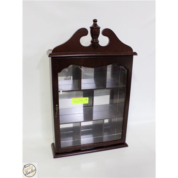 CHERRY WOOD CURIO CABINET APPROX 13X21 – ESTATE