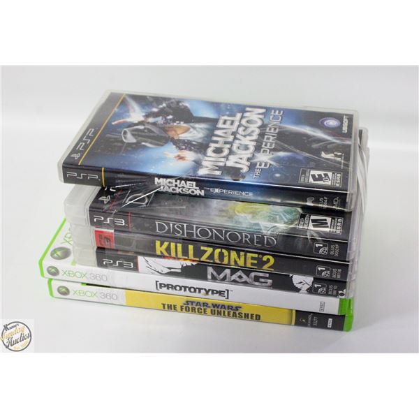 LOT OF 6 VIDEO GAMES FOR PS3, XBOX 360 & PSP