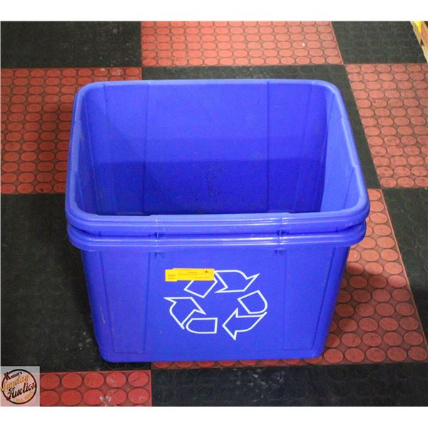 2 BLUE RECYCLE BINS