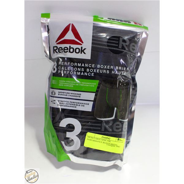 MENS LARGE NEW 3 PK PERFORMANCE BOXER BRIEFS