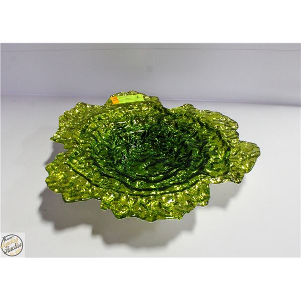 IRIDESCENT GREEN/GOLD FREE FORM ART