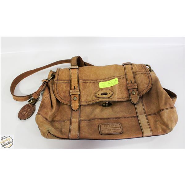 LEATHER FOSSIL MESSENGER LAPTOP/PURSE/BAG ESTATE