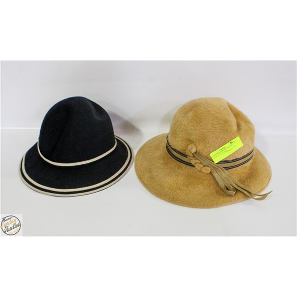 VINTAGE BEAVER FELT & 100% WOOL HAT TOGETHER