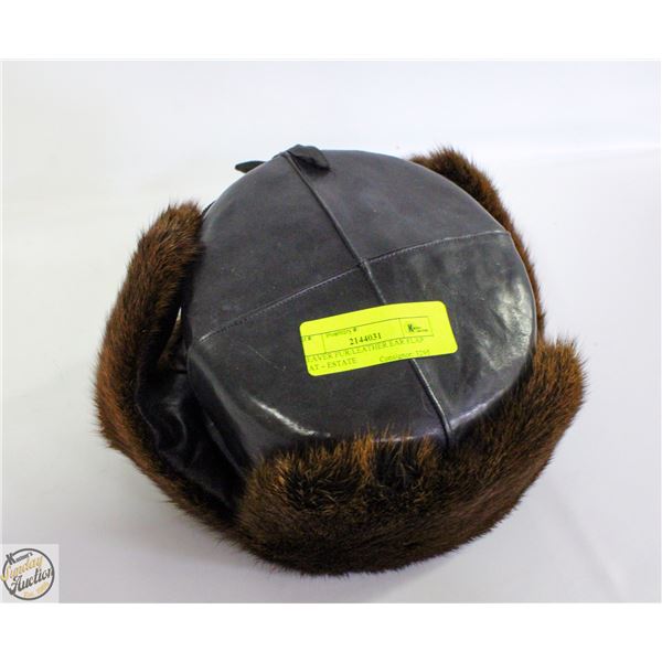 BEAVER FUR/LEATHER EAR FLAP HAT – ESTATE
