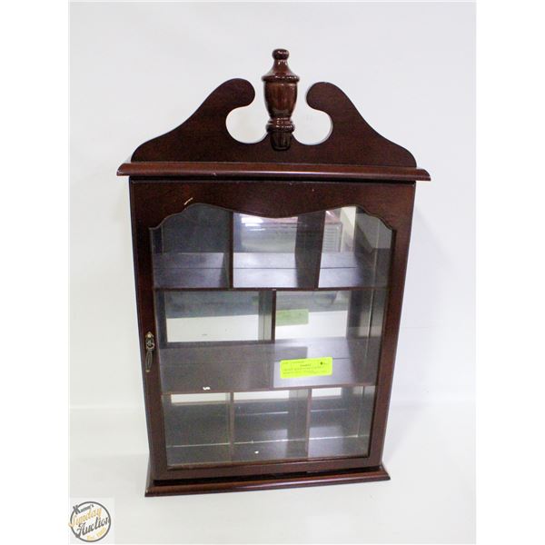 CHERRY WOOD CURIO CABINET APPROX 13X21 – ESTATE
