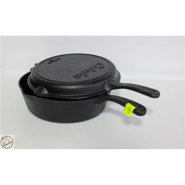 LIKE NEW CABELA'S CAST IRON DEEP SKILLETS 12 INCH