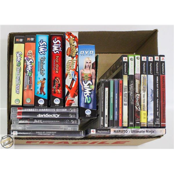 BOX OF PS2, PS3, XBOX 360+COMPUTER GAMES