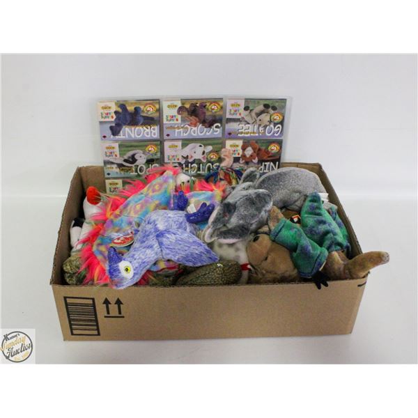 BOX OF VARIOUS BEANIE BABIES WITH