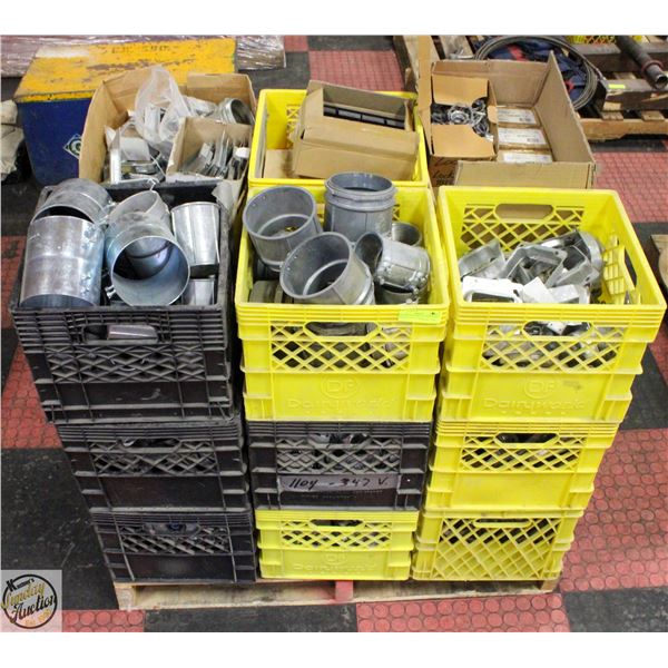 PALLET OF ELECTRICAL COUPLINGS DRIVERS, AND OUTLET