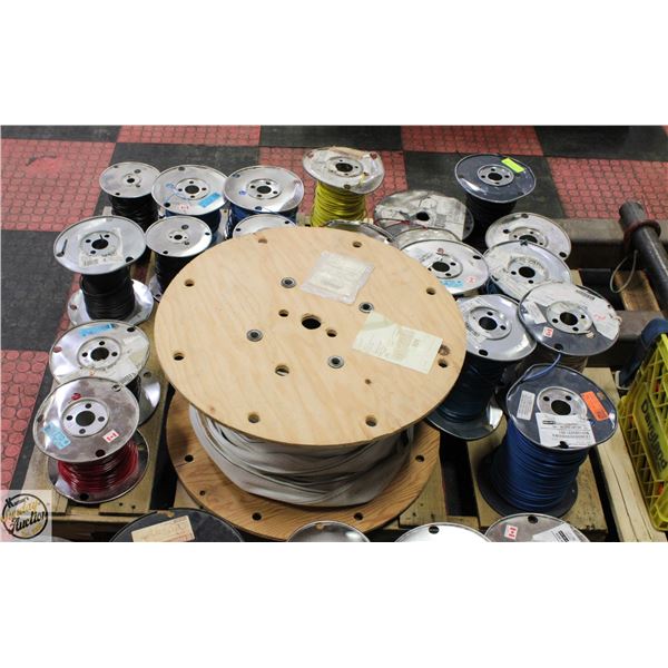 PALLET OF ELECTRICAL SPOOLS OF ASSORTED WIRE