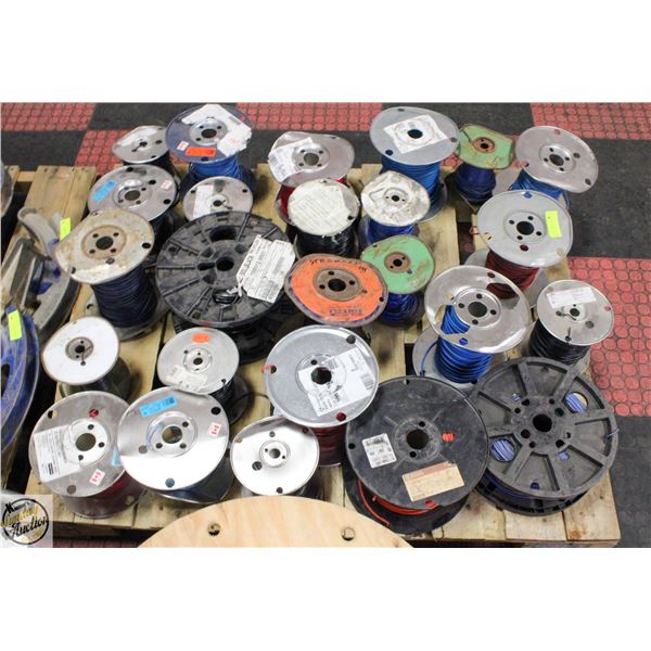 PALLET OF ELECTRICAL SPOOLS OF ASSORTED WIRE
