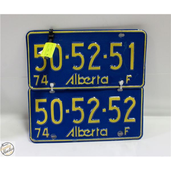 1974 ALBERTA LICENCE PLATES (2)