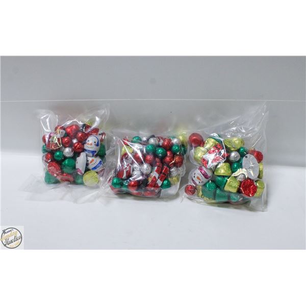 3 BAGS OF CHRISTMAS FOIL WRAPPED CHOCOLATES, KRISP