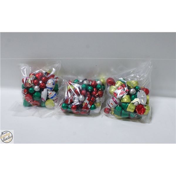 3 BAGS OF CHRISTMAS FOIL WRAPPED CHOCOLATES, KRISP