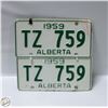 Image 1 : 1959 ALBERTA LICENCE PLATES (2)