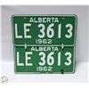 Image 1 : 1962 ALBERTA LICENCE PLATES (2)