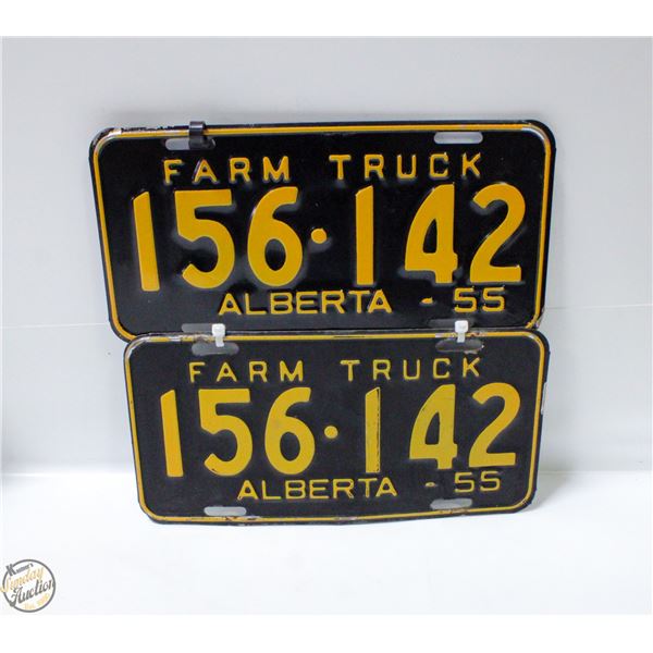 1955 FARM TRUCK ALBERTA LICENCE PLATES (2)