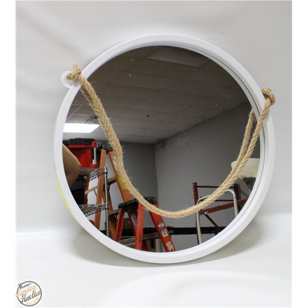 ROUND 18 INCH WHITE WALL MIRROR