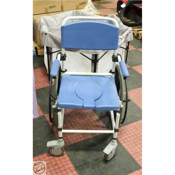 ALUMINUM SHOWER MOBILE COMMODE