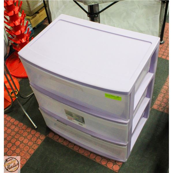 STERILITE PLASTIC 3 DRAWER STORAGE LAVENDER PURPLE