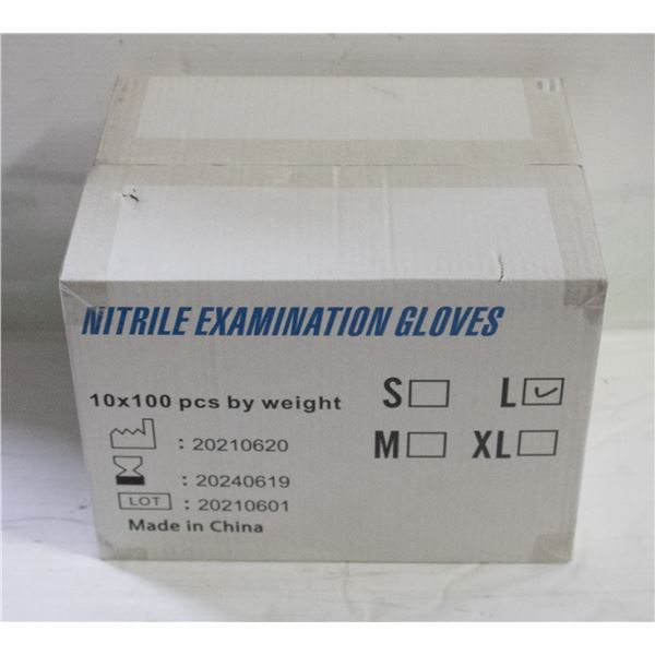 CASE WITH 1000 SIZE LARGE NITRILE EXAM GLOVES