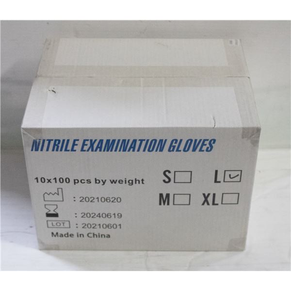 CASE WITH 1000 SIZE LARGE NITRILE EXAM GLOVES