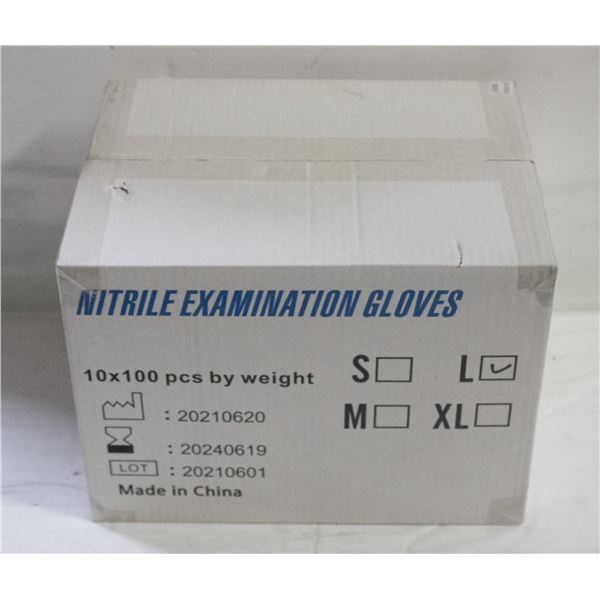 CASE WITH 1000 SIZE LARGE NITRILE EXAM GLOVES
