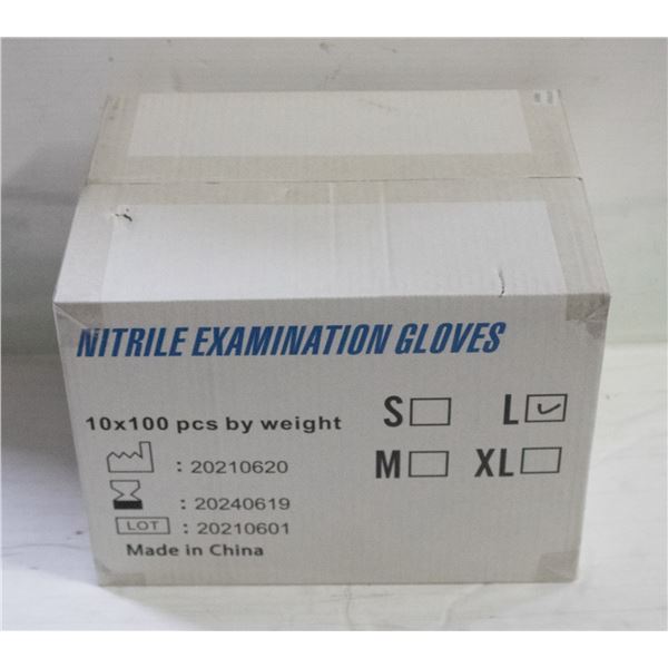 CASE WITH 1000 SIZE LARGE NITRILE EXAM GLOVES