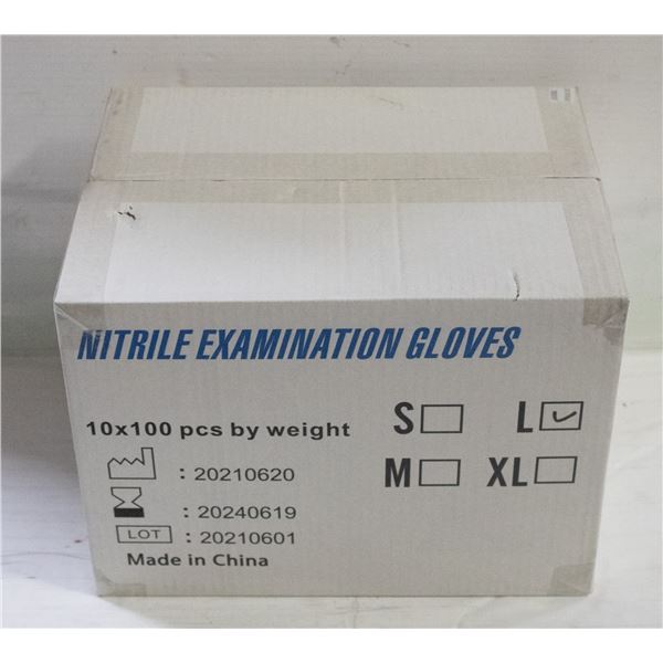 CASE WITH 1000 SIZE LARGE NITRILE EXAM GLOVES
