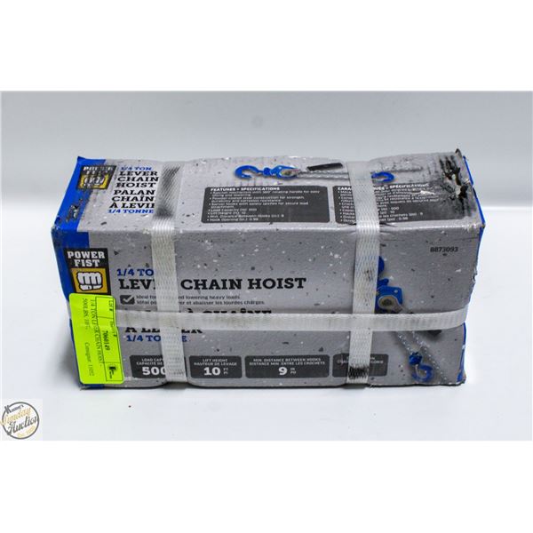 1/4 TON LEVER CHAIN HOIST - 500LBS, 10FT,