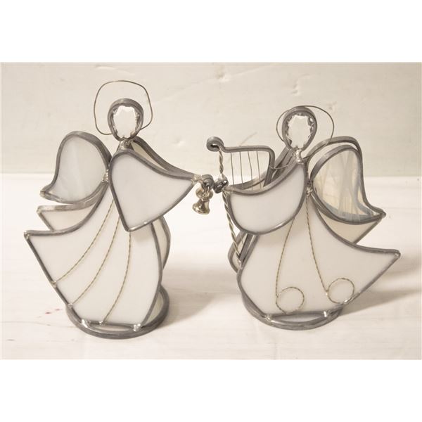 2 STAINED GLASS 8" ANGEL ORNAMENTS / SUNCATCHER