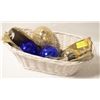 Image 1 : 4 VINTAGE CRACKLE-GLASS BLUE & GOLD CHRISTMAS BULB