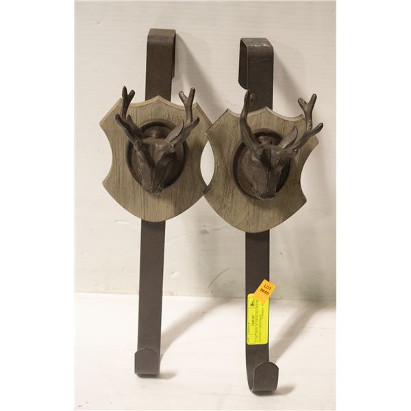 2 CAST IRON 16" DEER DECOR FOR HANGING CHRISTMAS