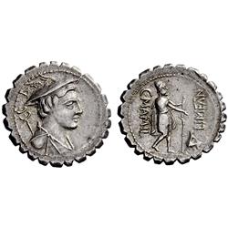 Roman Rep. C. Mamilius Limetanus. Denarius serratus 82, AR 4.20g.