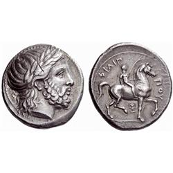 Greek coins. Macedonia, Philip II. Tetradrachm ca 336-328, AR 14.46g.
