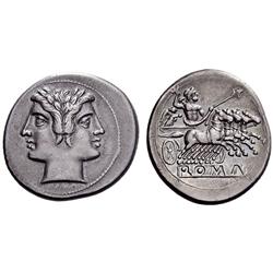 Roman Rep.  Quadrigatus 225-214, AR 6.72g.