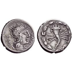 Roman Rep.  Q. Max. Denarius 127, AR 3.89g.