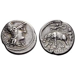 Roman Rep.  C.C. Metellus Caprarius. Denarius 125, AR 3.94g.