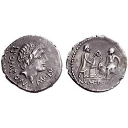 Roman Rep.  L. Pomponius Molo. Denarius 97, AR 3.95g.